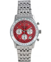 Buy Krug Baumen Air Traveller Red Dial Stainless Steel Strap online