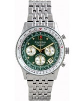 Buy Krug Baumen Air Traveller Green Dial Stainless Steel Strap online