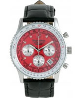 Buy Krug Baumen Air Traveller Red Dial Black Strap online