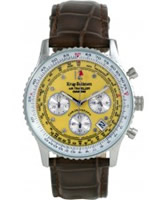 Buy Krug Baumen Air Traveller Yellow Dial Brown Strap online