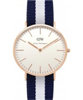 Buy Daniel Wellington Mens Glasgow Rose Blue and White Nato Strap Watch online