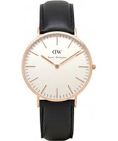 Buy Daniel Wellington Mens Sheffield Rose Black Leather Strap Watch online