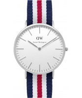 Buy Daniel Wellington Mens Canterbury Silver Red White and Blue Nato Strap Watch online