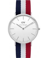 Buy Daniel Wellington Mens Cambridge Silver Red White and Blue Nato Strap Watch online