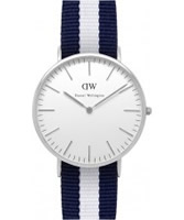 Buy Daniel Wellington Mens Glasgow Silver White and Blue Nato Strap Watch online