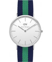 Buy Daniel Wellington Mens Warwick Silver Green and Blue Nato Strap Watch online