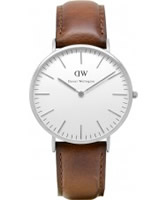 Buy Daniel Wellington Mens ST Andrews Silver Black Leather Strap Watch online