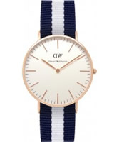 Buy Daniel Wellington Ladies Glasgow Rose White and Blue Nato Strap Watch online