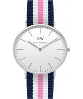 Buy Daniel Wellington Ladies Southampton Silver Pink White and Blue Nato Strap Watch online