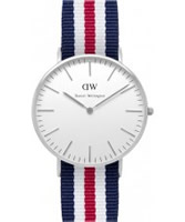 Buy Daniel Wellington Ladies Canterbury Silver Red, White and Blue Nato Strap Watch online