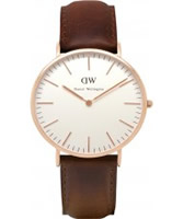 Buy Daniel Wellington Mens Bristol Rose Brown Leather Strap Watch online