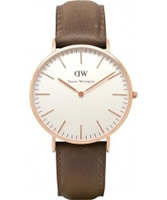 Buy Daniel Wellington Mens Cardiff Rose Brown Leather Strap Watch online