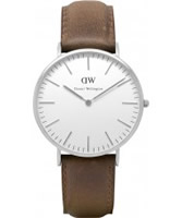 Buy Daniel Wellington Mens Cardiff Silver Brown Leather Strap Watch online