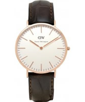 Buy Daniel Wellington Mens York Rose Brown Leather Strap Watch online