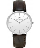 Buy Daniel Wellington Mens York Silver Brown Leather Strap Watch online