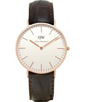 Buy Daniel Wellington Ladies York Rose Brown Leather Strap Watch online