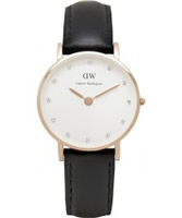 Buy Daniel Wellington Ladies Classy Sheffield Black Leather Strap Watch online