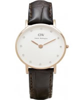 Buy Daniel Wellington Ladies Classy York Brown Leather Strap Watch online