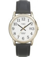 Buy Timex Mens Easy-To-Read White Dial Black Leather Strap Watch online