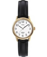 Buy Timex Ladies Gold Case Black Leather Strap Watch online