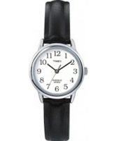 Buy Timex Ladies White Face Black Leather Strap Watch online