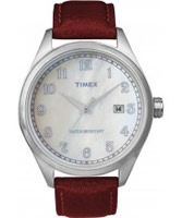 Buy Timex Originals Unisex T Series Mop Dial Red Leather Strap Watch online