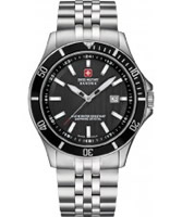 Buy Swiss Military Mens Black and Silver Flagship Watch online