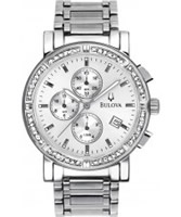 Buy Bulova Mens Diamond All Silver Chronograph Watch online