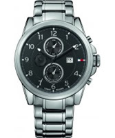 Buy Tommy Hilfiger Mens Black and Silver Bayside Chronograph Watch online