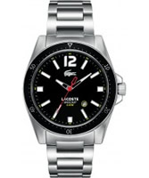 Buy Lacoste Mens Black and Silver Seattle Watch online