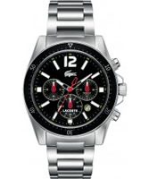 Buy Lacoste Mens Black and Silver Seattle Chronograph Watch online