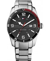 Buy Tommy Hilfiger Mens Black and Silver Noah Watch online