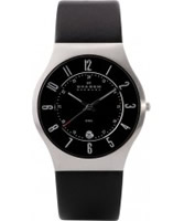 Buy Skagen Mens Black Klassik Leather Strap Watch online