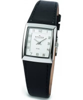 Buy Skagen Ladies Chrome Black Klassik Leather Watch online