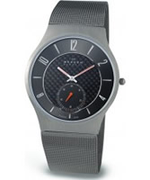 Buy Skagen Mens Grey Carbon Fibre Titanium Mesh Watch online