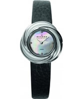 Buy Skagen Ladies Black Leather Watch online