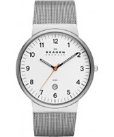 Buy Skagen Mens White and Silver Klassik Watch online