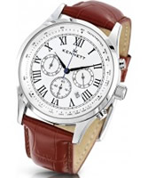 Buy Kennett Mens Savro Classic White and Brown Leather Strap Watch online