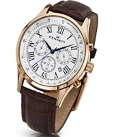 Buy Kennett Mens Savro Classic White and Brown Leather Strap Watch online