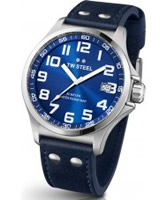 Buy TW Steel Pilot Blue Leather Strap Watch online