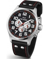 Buy TW Steel Pilot Chronograph Black Leather Strap Watch online